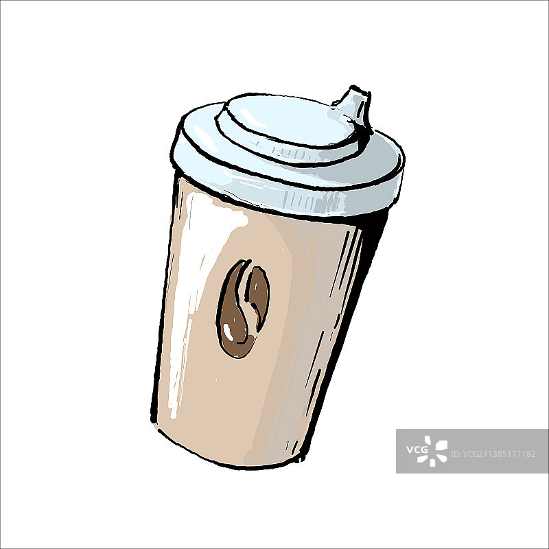 带白色盖子的外卖咖啡特写图片素材