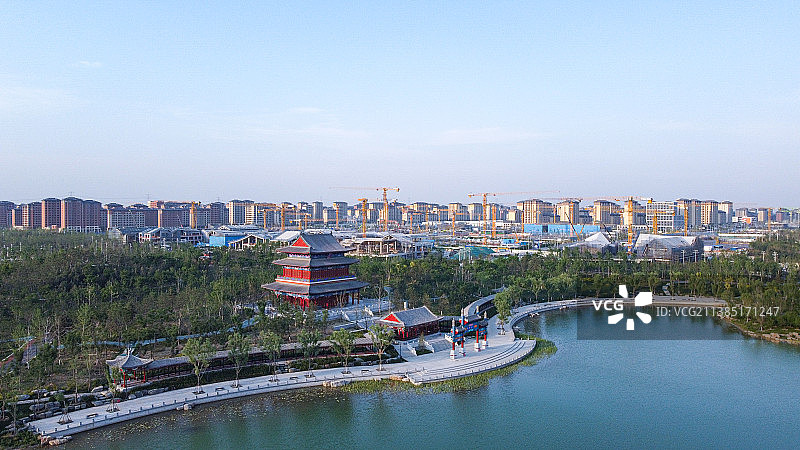 雄安 金湖公园 航拍图片素材