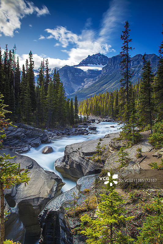 Mistaya Canyon，加西冰原大道的美景。图片素材