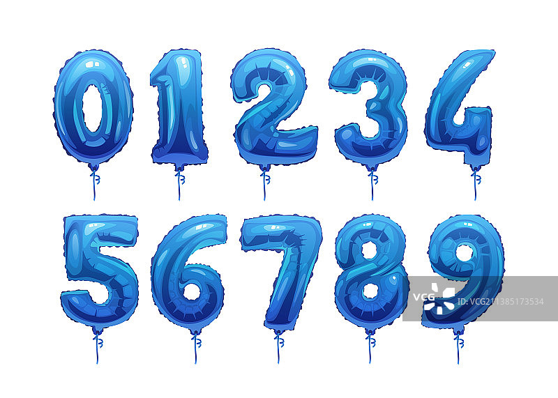 蓝色氦气乳胶数字气球套装图片素材