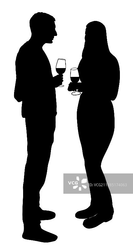 约会中的情侣剪影图片素材