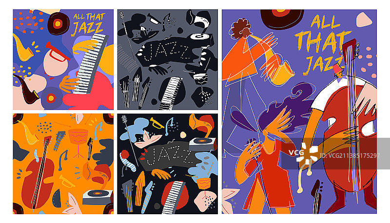 彩色爵士音乐节音乐家歌手图片素材