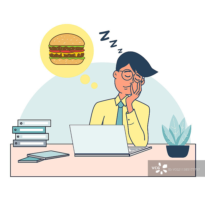 上班时间在办公室睡觉的疲惫男人图片素材