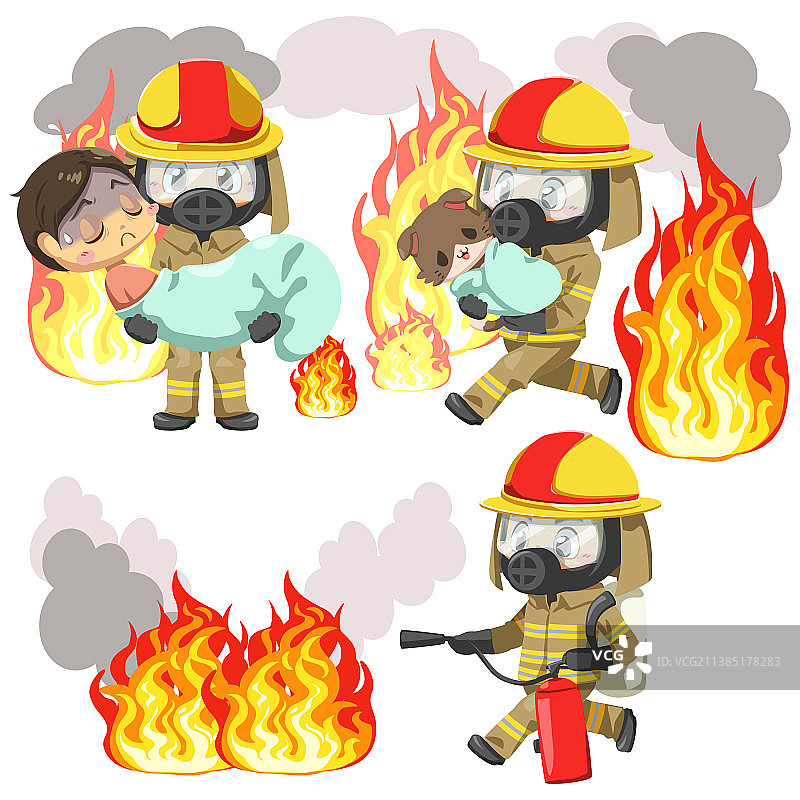 年轻男人穿着消防员制服图片素材