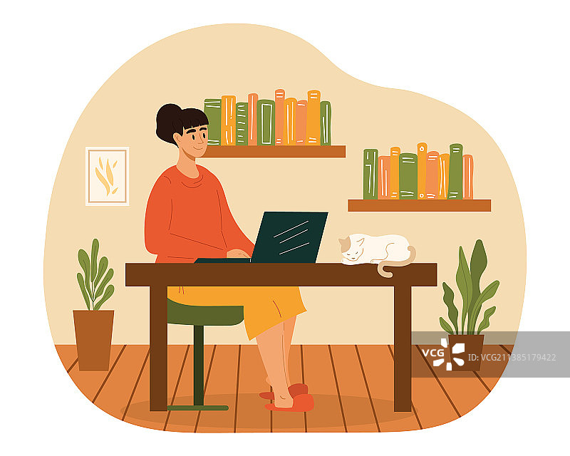 在家工作的女人图片素材