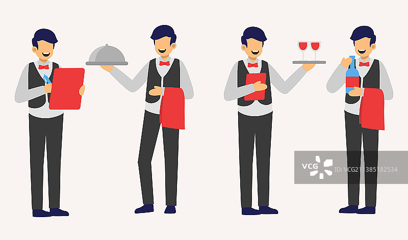 不同造型的卡通服务员图片素材