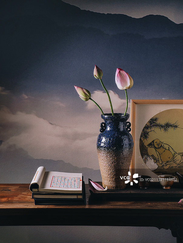 夏荷与书香图片素材