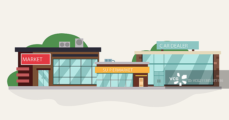 商店和超市的平面图正面组合图片素材