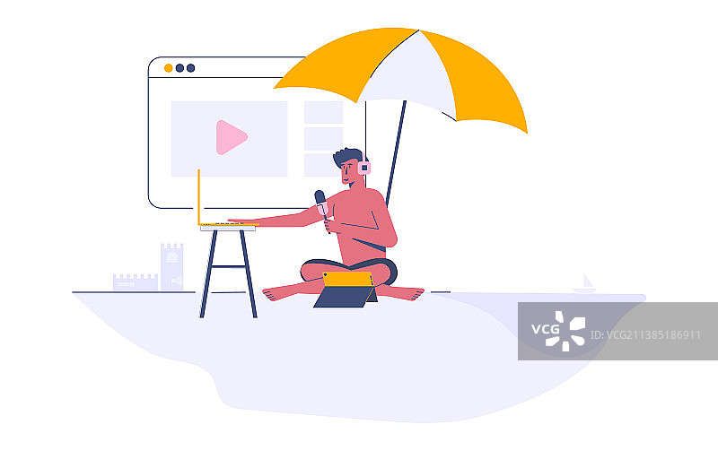 电台主持人Web模板卡通图片素材