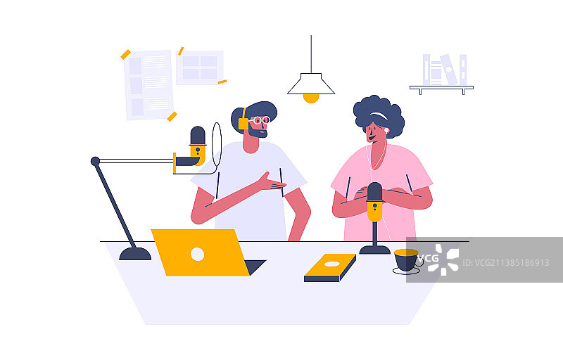 电台主持人Web模板卡通图片素材