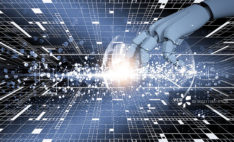 机器人手触摸网络数据图片素材