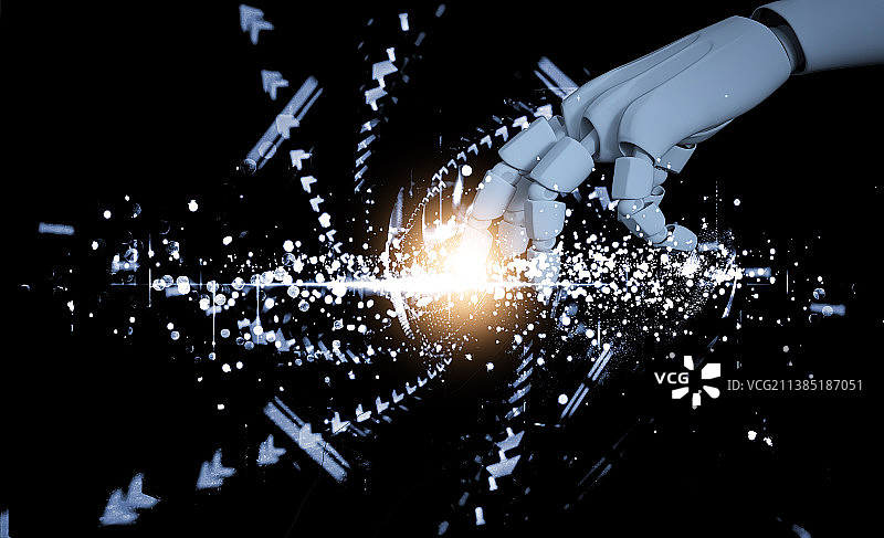 机器人手触摸网络数据图片素材