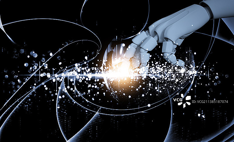 机器人手触摸网络数据图片素材