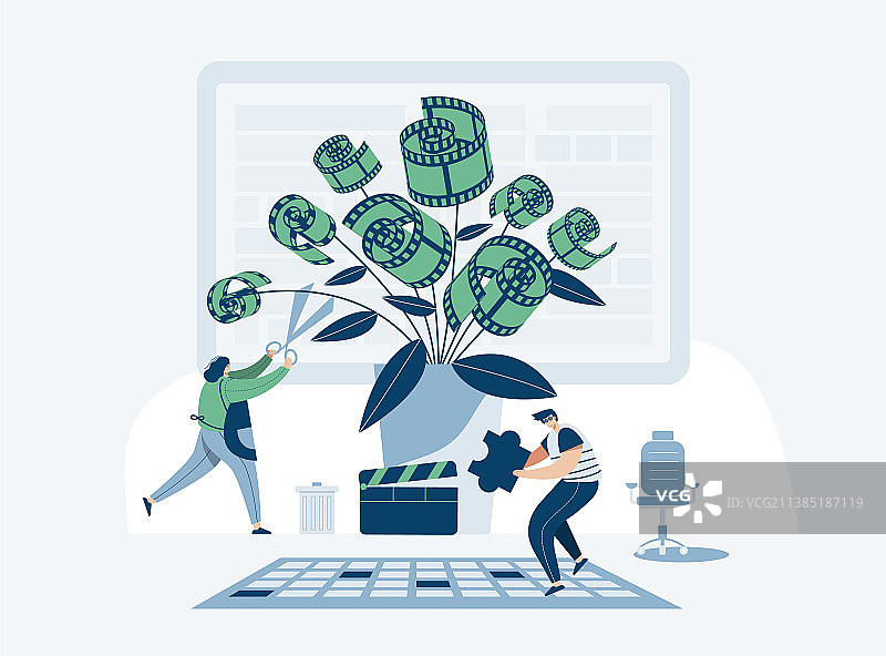 视频编辑师处理网络视频片段图片素材