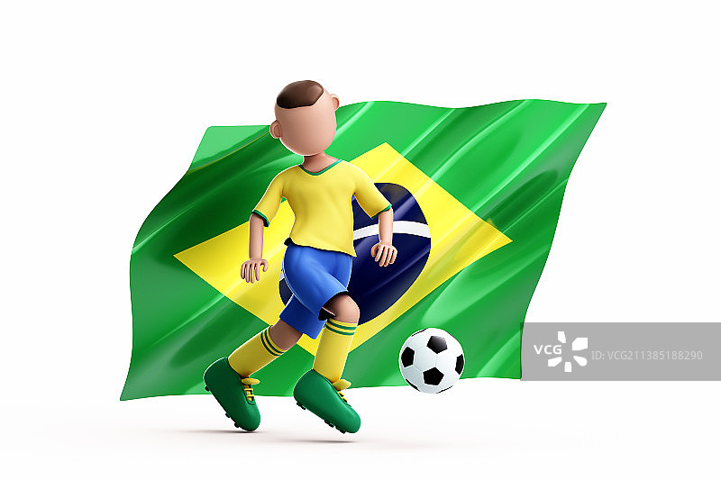 3D渲染的可爱的足球运动员图片素材