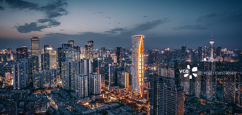 成都市中心夜景图片素材