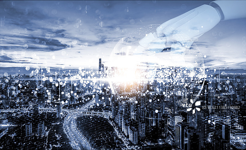 机器人手触摸网络数据图片素材