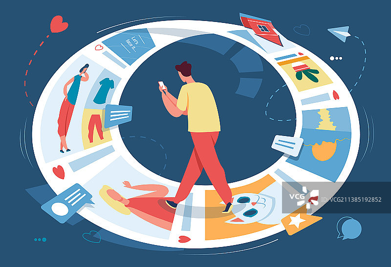 互联网或社交媒体沉迷人物图片素材