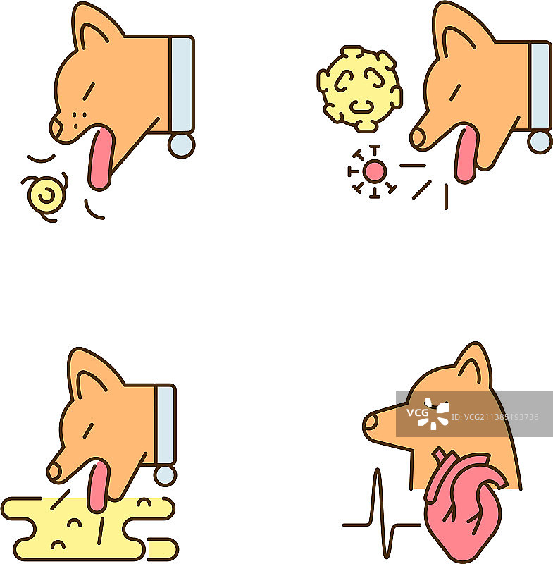 宠物胃病RGB彩色图标设置图片素材