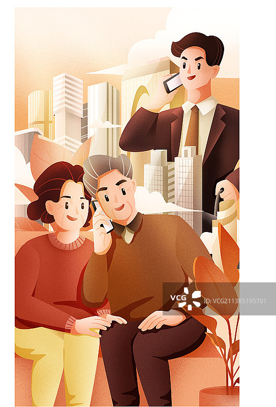 重阳节与父母通话图片素材