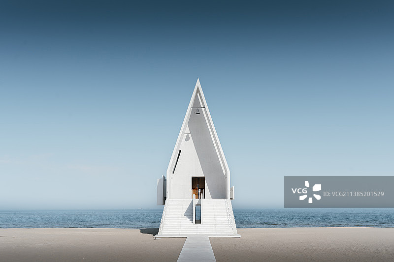 晴朗天气下 阿那亚社区海边空镜图片素材