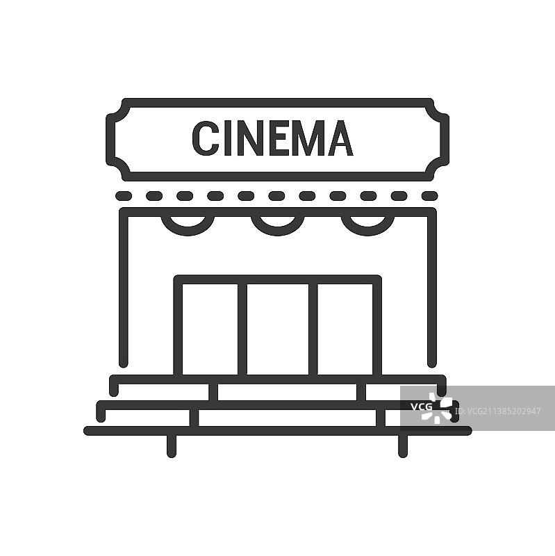 电影院单线条设计独立图标图片素材
