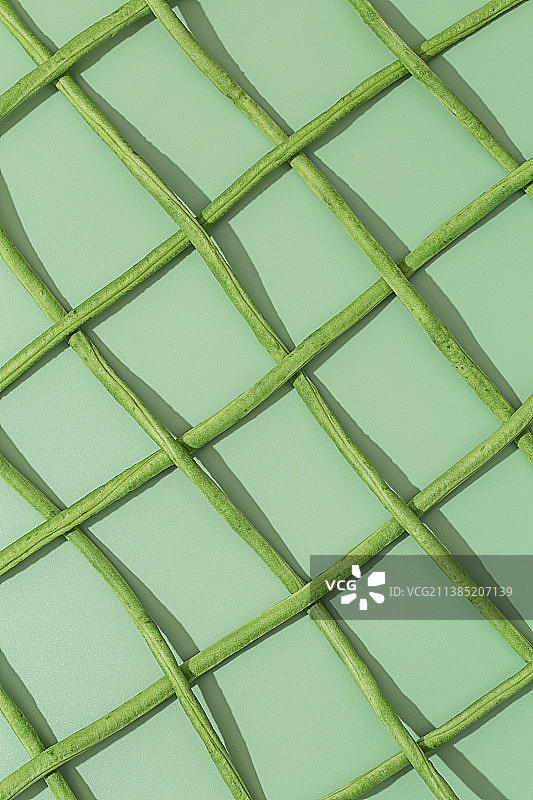 豇豆长豆果蔬交叉绿色背景图片素材