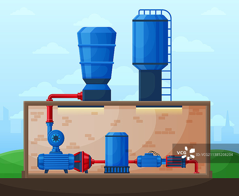工业水泵站抽水图片素材