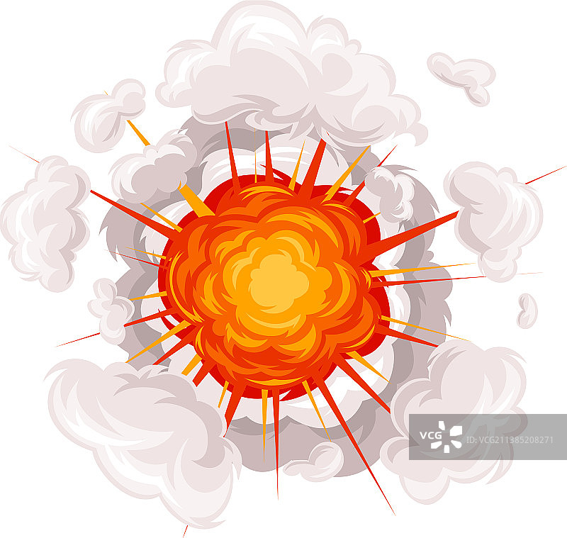 带烟雾和橙色闪光的爆炸效果图片素材