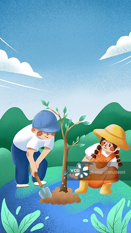 植树节插画图片素材