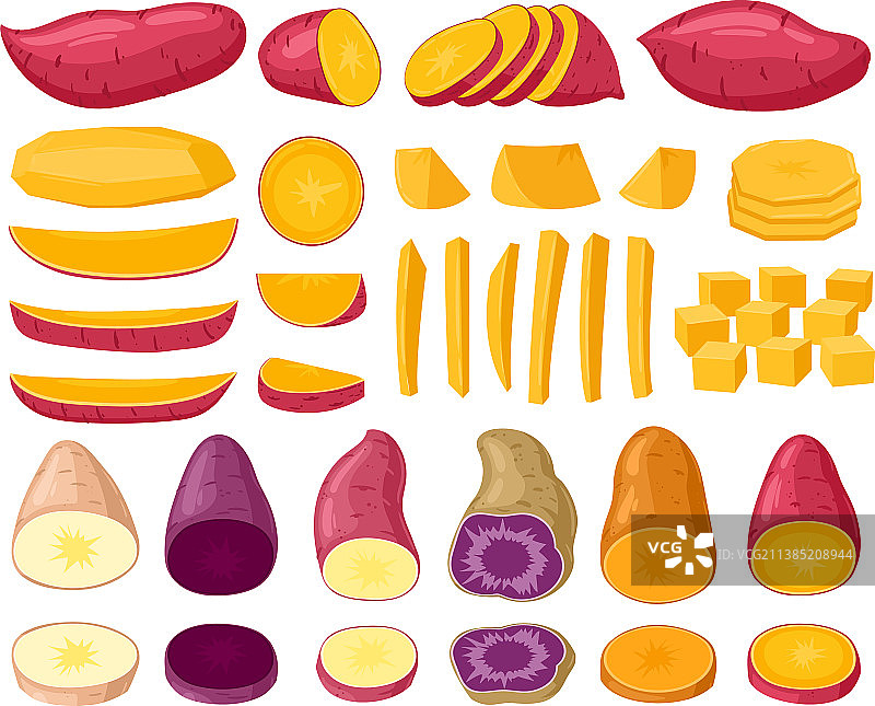 卡通红薯生切片美味番薯根图片素材