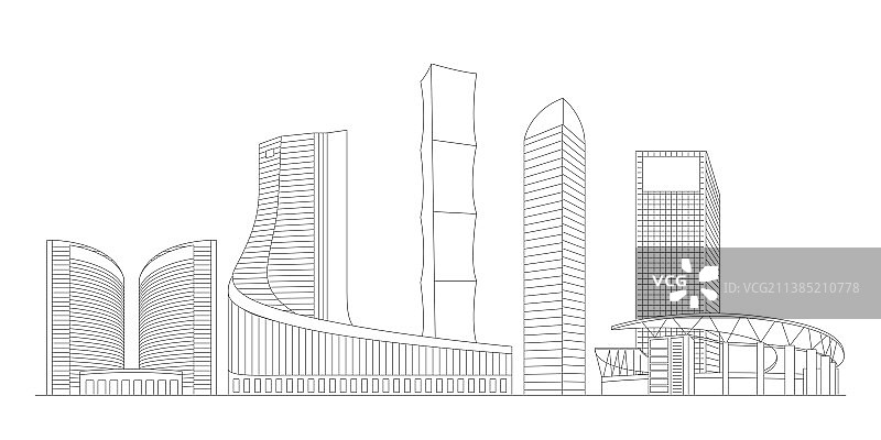 合肥地标建筑描边插画图片素材