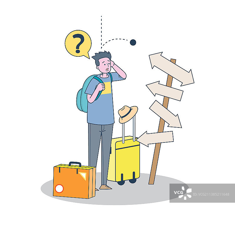游客男人查看导航时感到困惑图片素材