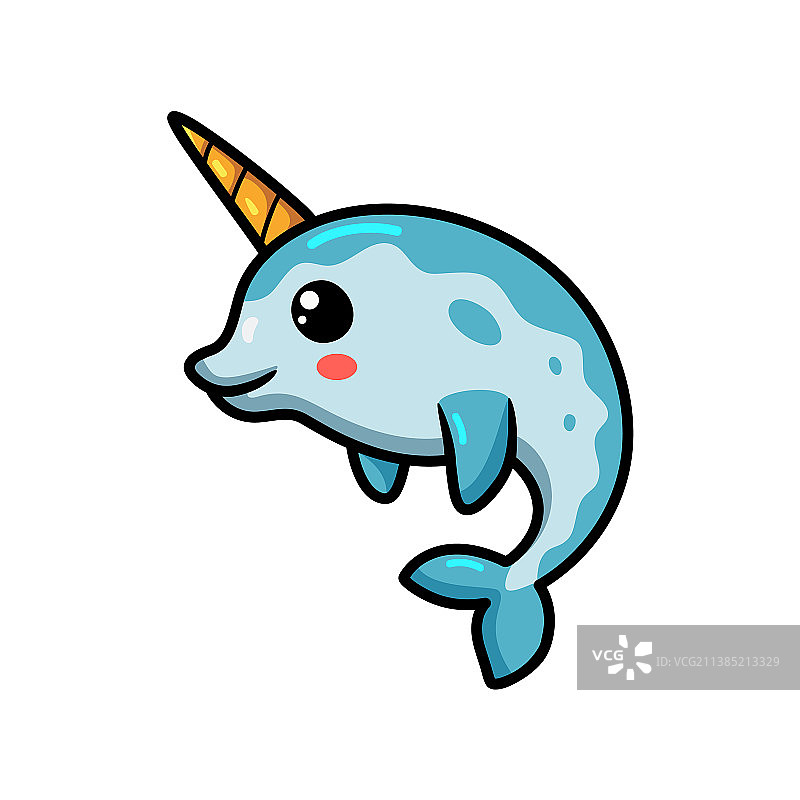摆造型的可爱小独角鲸卡通形象图片素材