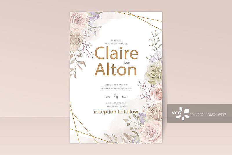 美丽的玫瑰邀请卡模板图片素材