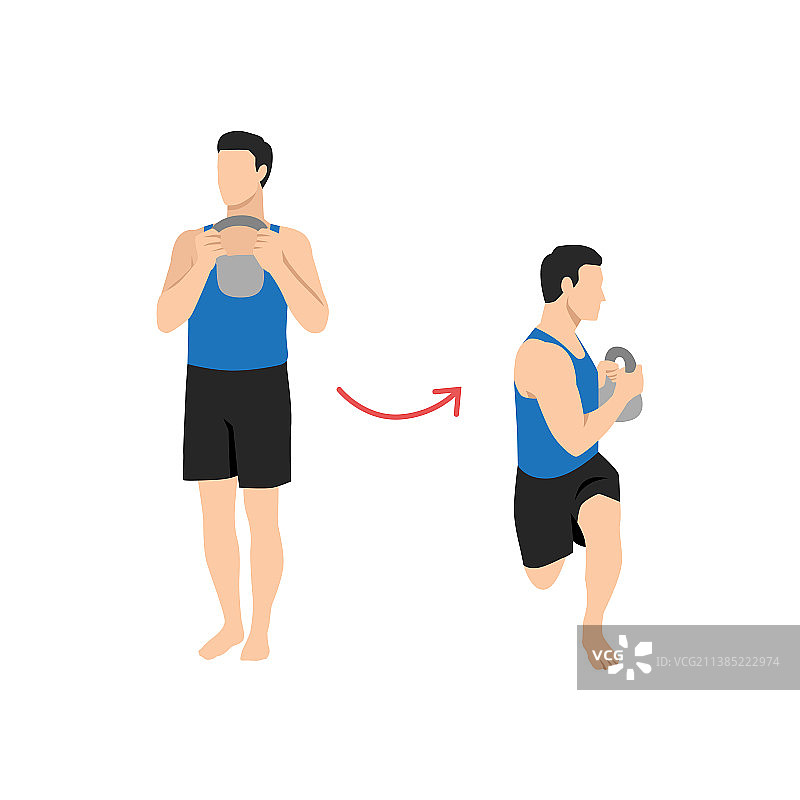 弓步时用壶铃进行上半身旋转图片素材