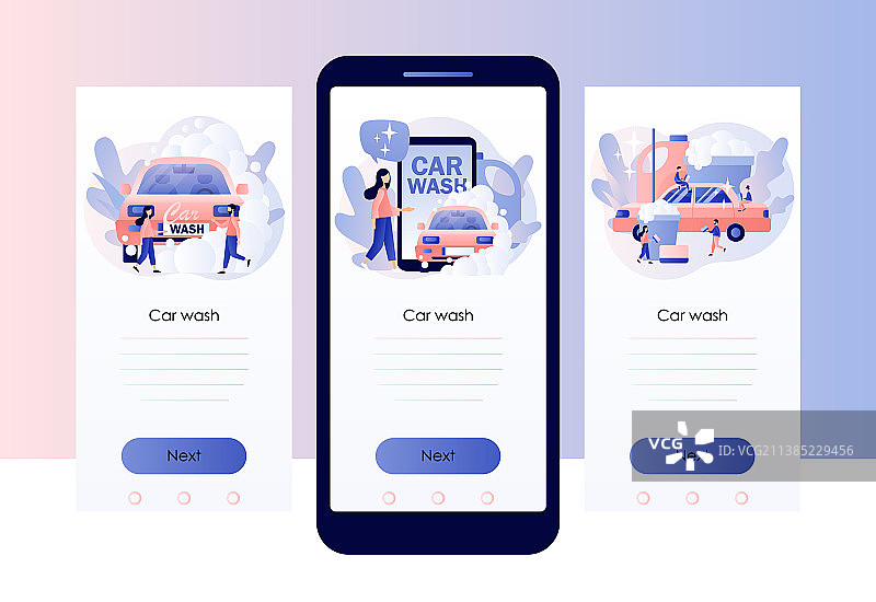 洗车服务交通清洁小人图片素材