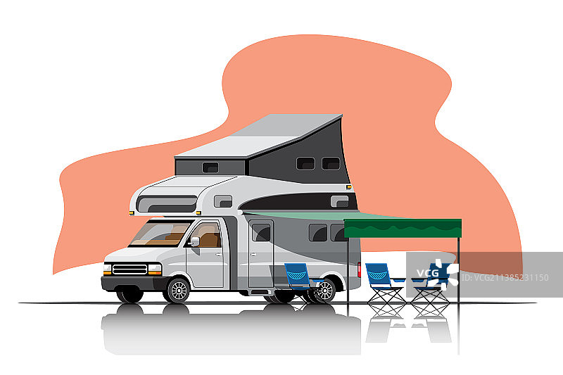 卡通风格露营车组合图片素材