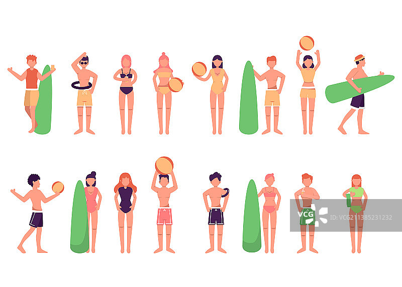 四组人物角色，16种姿势的男性合集图片素材