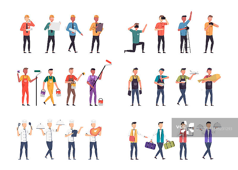 多种职业角色6套，24个姿势合集图片素材