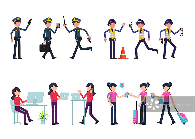 多种职业角色姿势合集（共4组12个）图片素材