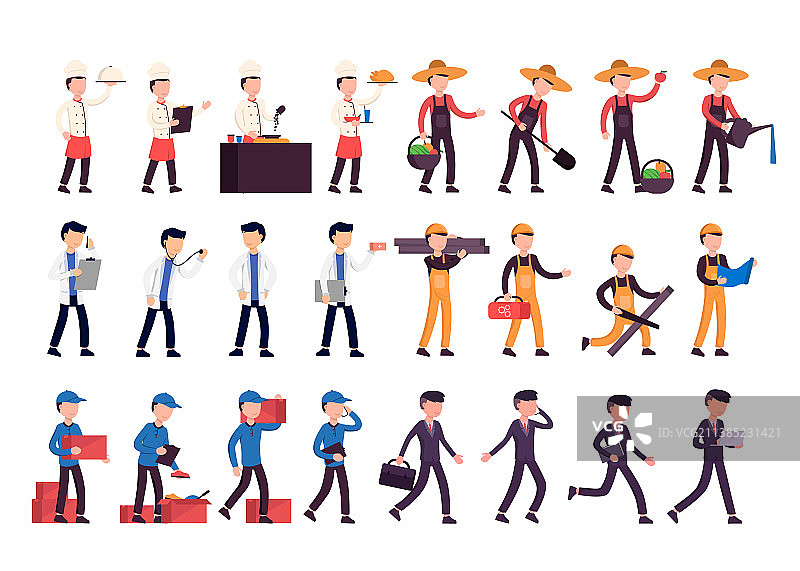 多职业角色4套16种姿势合集图片素材