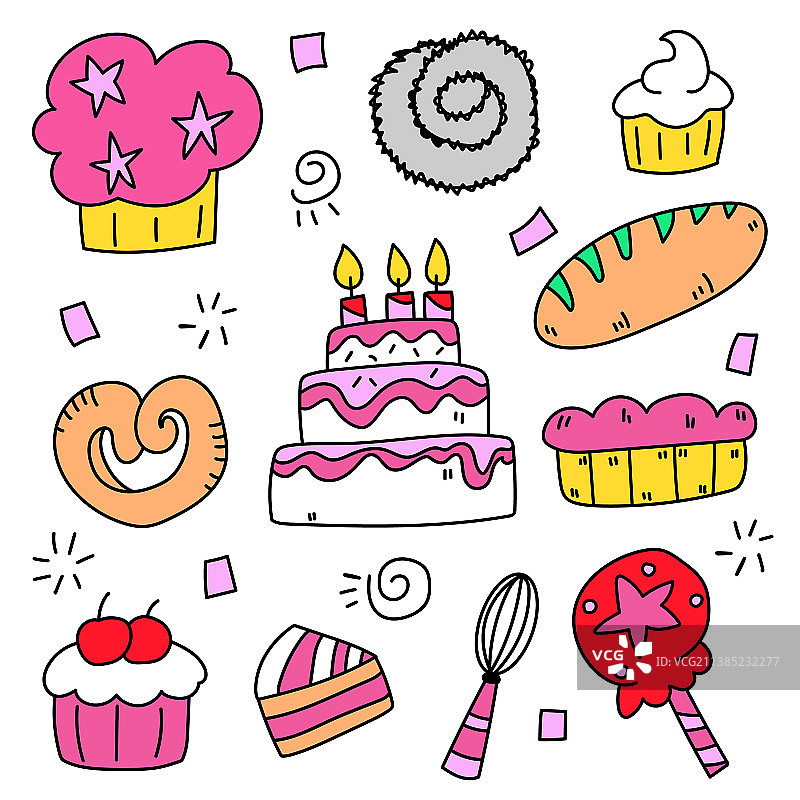 手绘卡通风格烘焙合集图片素材