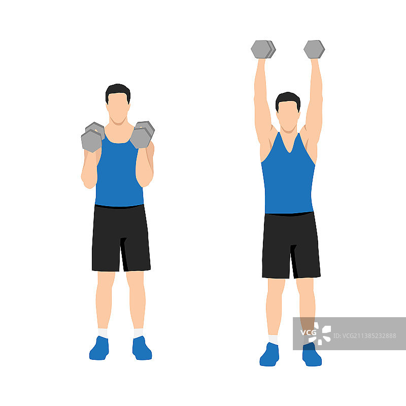男人做开放式肩部推举运动图片素材