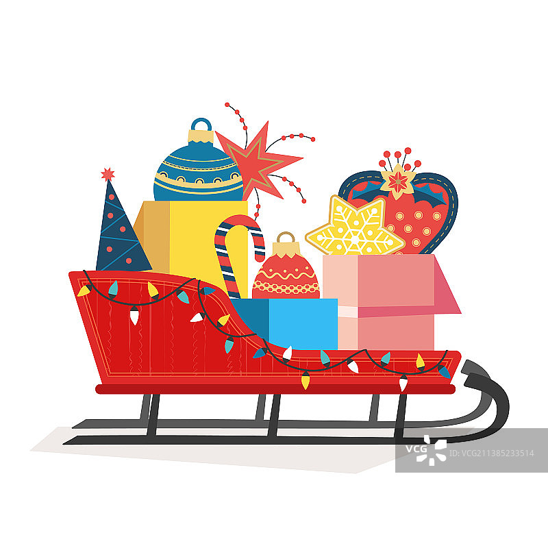 圣诞老人雪橇图标圣诞树装饰图片素材