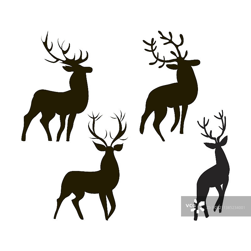 四种不同姿势的马鹿剪影图片素材