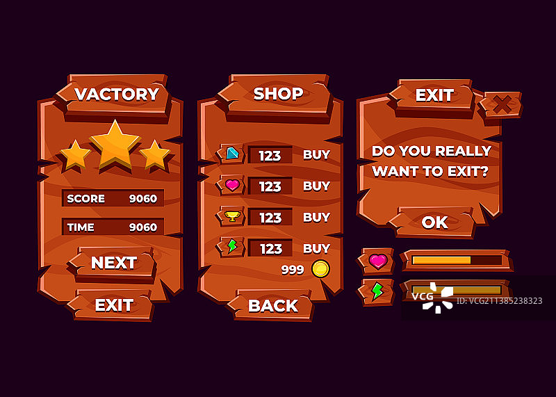 游戏得分按钮全套设计图片素材