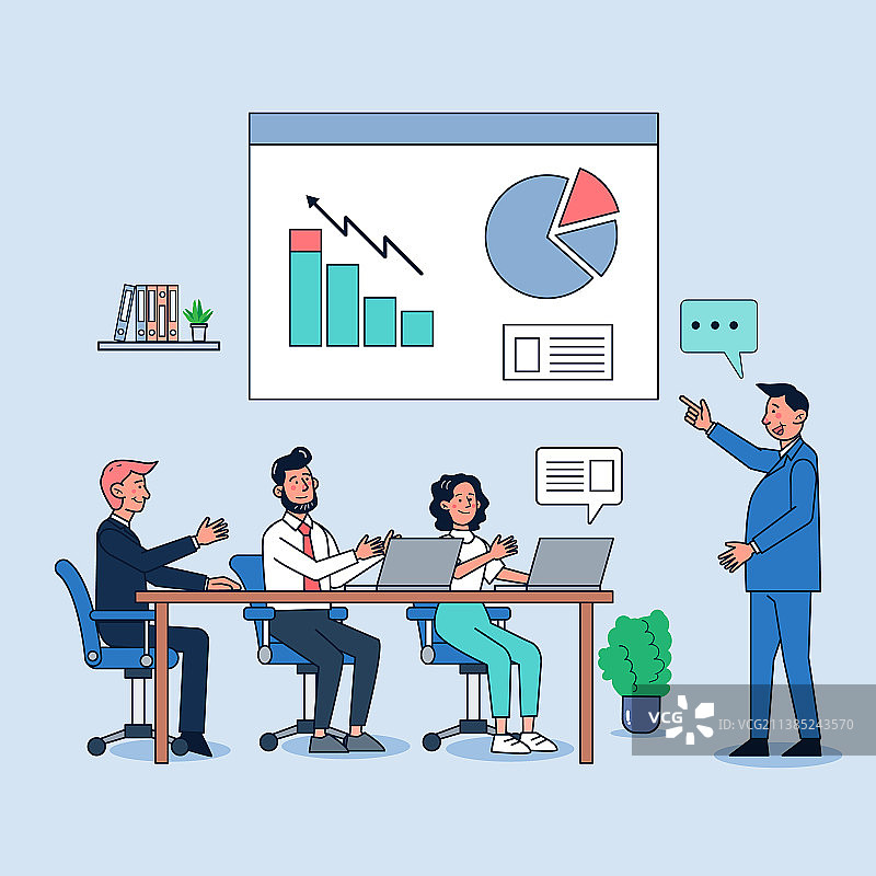 商人向高级经理做演示图片素材