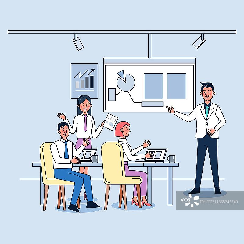 商人向高级经理做演示图片素材