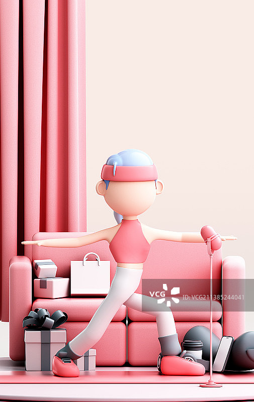 3D渲染的可爱女孩图片素材